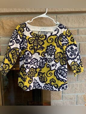 Boden Floral Scoop Neck Blouse